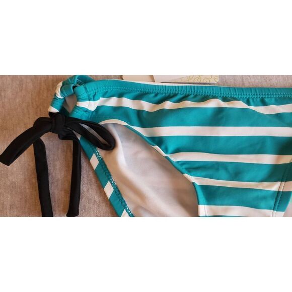 NEXT SYNCHRONY TUNNEL PANT TEAL & WHITE STRIPE SIDE TIE CINCH NWT SZ S - Picture 3 of 6